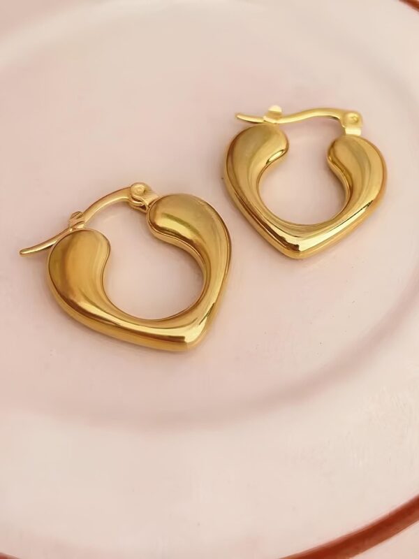 Gold-Plated Heart Hoop Earrings for Women – Minimalist Design