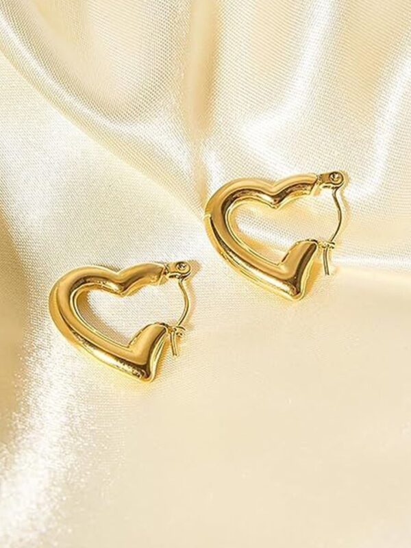 Gold-Plated Heart Hoop Earrings for Women