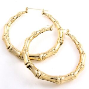 18K Gold Plated Bamboo Hoop Earrings – Waterproof, Anti-Tarnish, Hypoallergenic